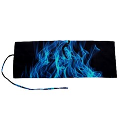 Digitally Created Blue Flames Of Fire Roll Up Canvas Pencil Holder (s) by Simbadda