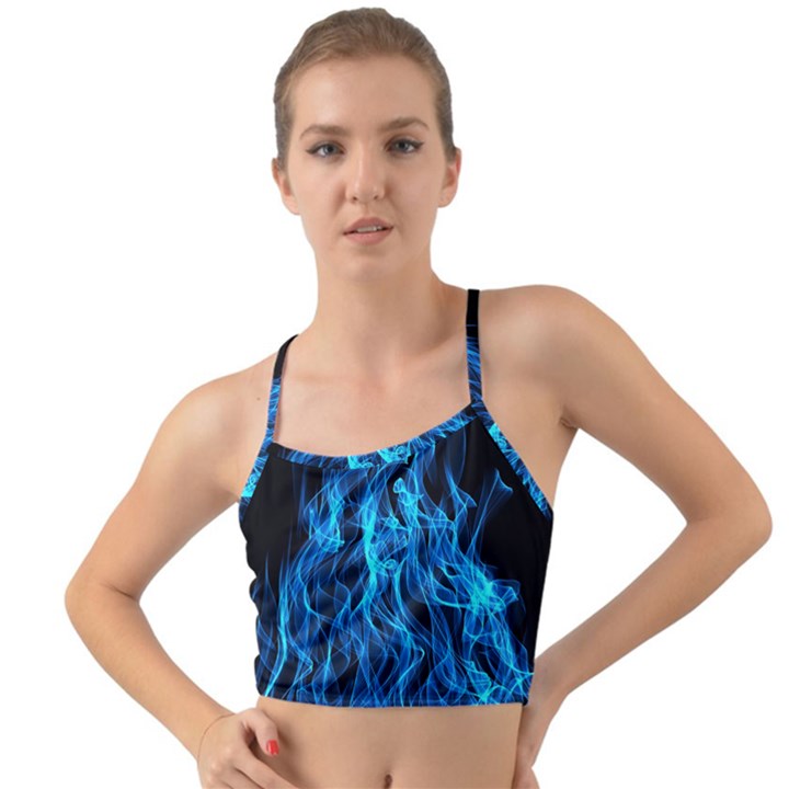 Digitally Created Blue Flames Of Fire Mini Tank Bikini Top