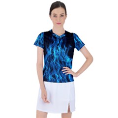 Digitally Created Blue Flames Of Fire Women s Sports Top by Simbadda