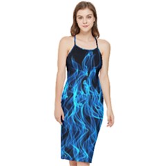 Digitally Created Blue Flames Of Fire Bodycon Cross Back Summer Dress by Simbadda