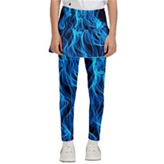 Digitally Created Blue Flames Of Fire Kids  Skirted Pants by Simbadda