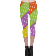 Colorful Easter Ribbon Background Capri Leggings  by Simbadda