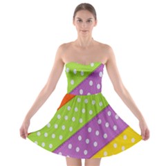 Colorful Easter Ribbon Background Strapless Bra Top Dress by Simbadda