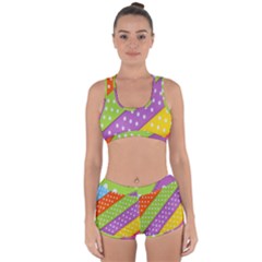 Colorful Easter Ribbon Background Racerback Boyleg Bikini Set by Simbadda