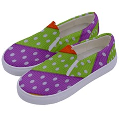 Colorful Easter Ribbon Background Kids  Canvas Slip Ons by Simbadda