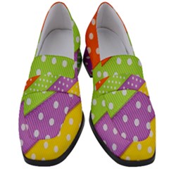 Colorful Easter Ribbon Background Women s Chunky Heel Loafers by Simbadda