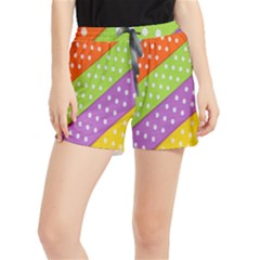 Colorful Easter Ribbon Background Women s Runner Shorts by Simbadda