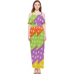 Colorful Easter Ribbon Background Draped Sleeveless Chiffon Jumpsuit by Simbadda