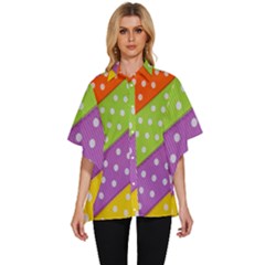 Colorful Easter Ribbon Background Women s Batwing Button Up Shirt