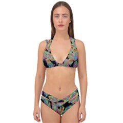 Autumn Pattern Dried Leaves Double Strap Halter Bikini Set by Simbadda