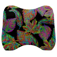 Autumn Pattern Dried Leaves Velour Head Support Cushion by Simbadda