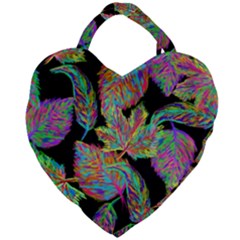 Autumn Pattern Dried Leaves Giant Heart Shaped Tote by Simbadda