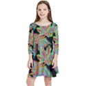 Autumn Pattern Dried Leaves Kids  Quarter Sleeve Skater Dress View1