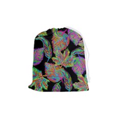 Autumn Pattern Dried Leaves Drawstring Pouch (medium) by Simbadda