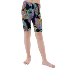 Autumn Pattern Dried Leaves Kids  Mid Length Swim Shorts by Simbadda