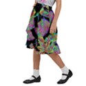 Autumn Pattern Dried Leaves Kids  Ruffle Flared Wrap Midi Skirt View2