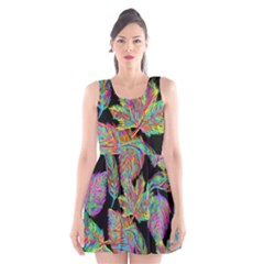 Autumn Pattern Dried Leaves Scoop Neck Skater Dress by Simbadda