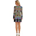 Autumn Pattern Dried Leaves Long Sleeve Deep V Mini Dress  View4