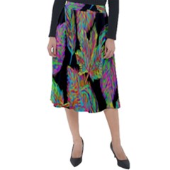 Autumn Pattern Dried Leaves Classic Velour Midi Skirt  by Simbadda