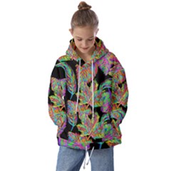 Autumn Pattern Dried Leaves Kids  Oversized Hoodie by Simbadda