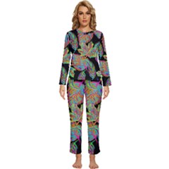 Autumn Pattern Dried Leaves Womens  Long Sleeve Lightweight Pajamas Set by Simbadda