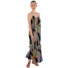 Autumn Pattern Dried Leaves Cami Maxi Ruffle Chiffon Dress by Simbadda