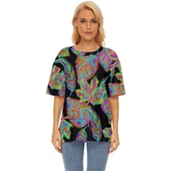 Autumn Pattern Dried Leaves Oversized Basic Tee by Simbadda