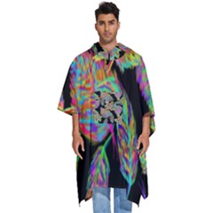 Autumn Pattern Dried Leaves Men s Hooded Rain Ponchos by Simbadda