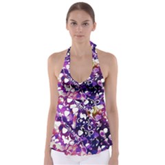 Paint Texture Purple Watercolor Babydoll Tankini Top by Simbadda