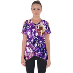 Paint Texture Purple Watercolor Cut Out Side Drop Tee by Simbadda