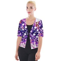 Paint Texture Purple Watercolor Cropped Button Cardigan by Simbadda