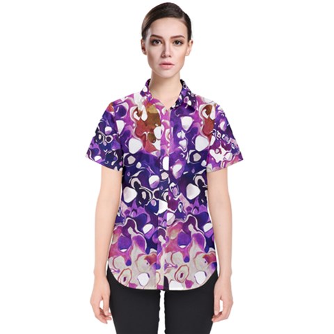 Paint Texture Purple Watercolor Women s Short Sleeve Shirt by Simbadda