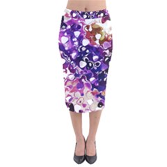 Paint Texture Purple Watercolor Velvet Midi Pencil Skirt by Simbadda