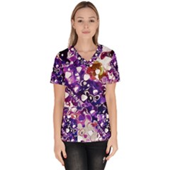 Paint Texture Purple Watercolor Women s V-neck Scrub Top by Simbadda