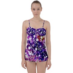 Paint Texture Purple Watercolor Babydoll Tankini Set by Simbadda