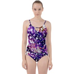 Paint Texture Purple Watercolor Cut Out Top Tankini Set by Simbadda