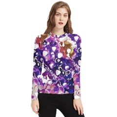 Paint Texture Purple Watercolor Women s Long Sleeve Rash Guard by Simbadda