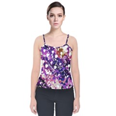 Paint Texture Purple Watercolor Velvet Spaghetti Strap Top by Simbadda