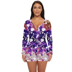 Paint Texture Purple Watercolor Long Sleeve Boyleg Swimsuit by Simbadda