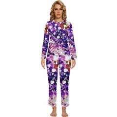 Paint Texture Purple Watercolor Womens  Long Sleeve Lightweight Pajamas Set by Simbadda