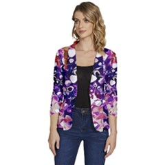 Paint Texture Purple Watercolor Women s One-button 3/4 Sleeve Short Jacket