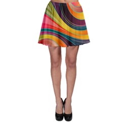 Abstract Colorful Background Wavy Skater Skirt by Simbadda