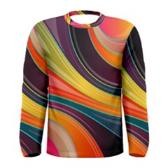 Abstract Colorful Background Wavy Men s Long Sleeve Tee by Simbadda