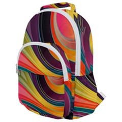 Abstract Colorful Background Wavy Rounded Multi Pocket Backpack by Simbadda