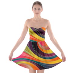 Abstract Colorful Background Wavy Strapless Bra Top Dress by Simbadda