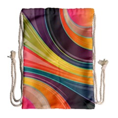 Abstract Colorful Background Wavy Drawstring Bag (large) by Simbadda