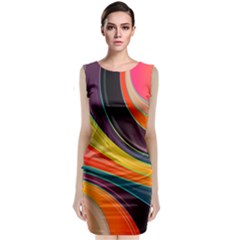 Abstract Colorful Background Wavy Sleeveless Velvet Midi Dress