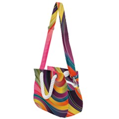 Abstract Colorful Background Wavy Rope Handles Shoulder Strap Bag by Simbadda