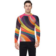 Abstract Colorful Background Wavy Men s Long Sleeve Rash Guard by Simbadda