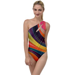 Abstract Colorful Background Wavy To One Side Swimsuit by Simbadda